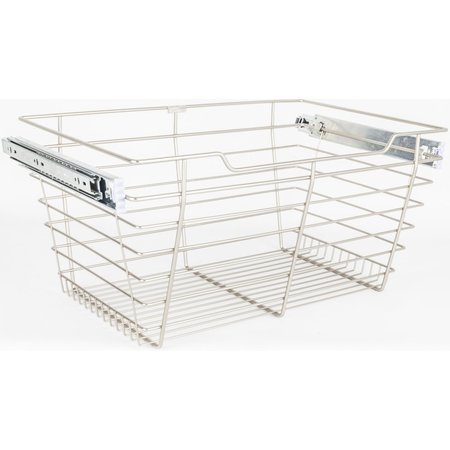 HARDWARE RESOURCES Satin Nickel Closet Pullout Basket with Slides 14"Dx29"Wx11"H POB1-142911SN